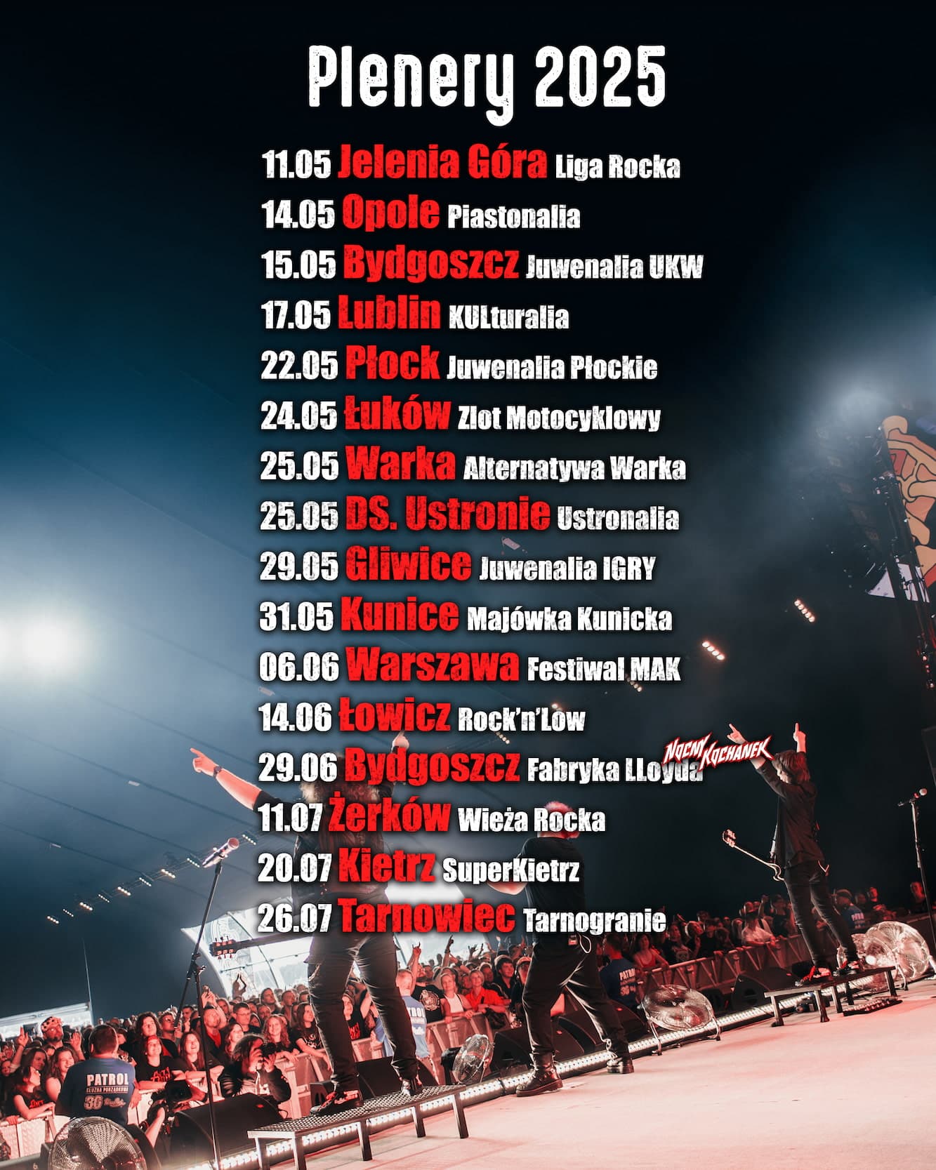 Baner z listą koncertów